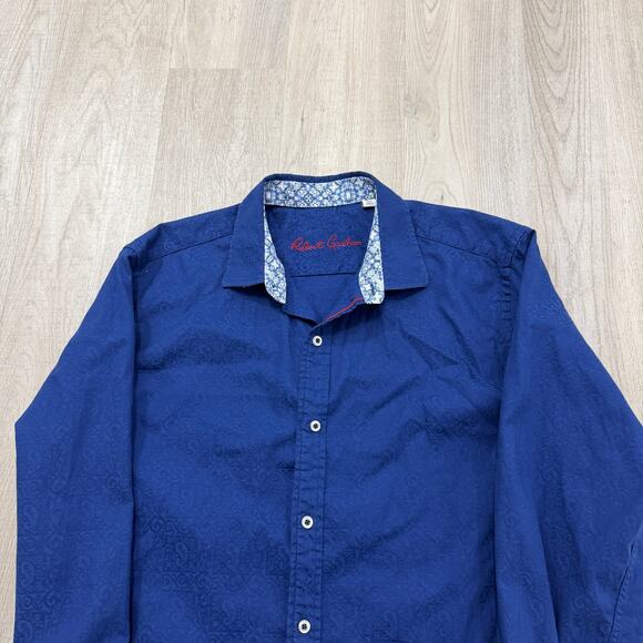 Robert Graham Flip Cuff Button Shirt Men's Extra Large XL Blue Preppy Office - Picture 2 of 7